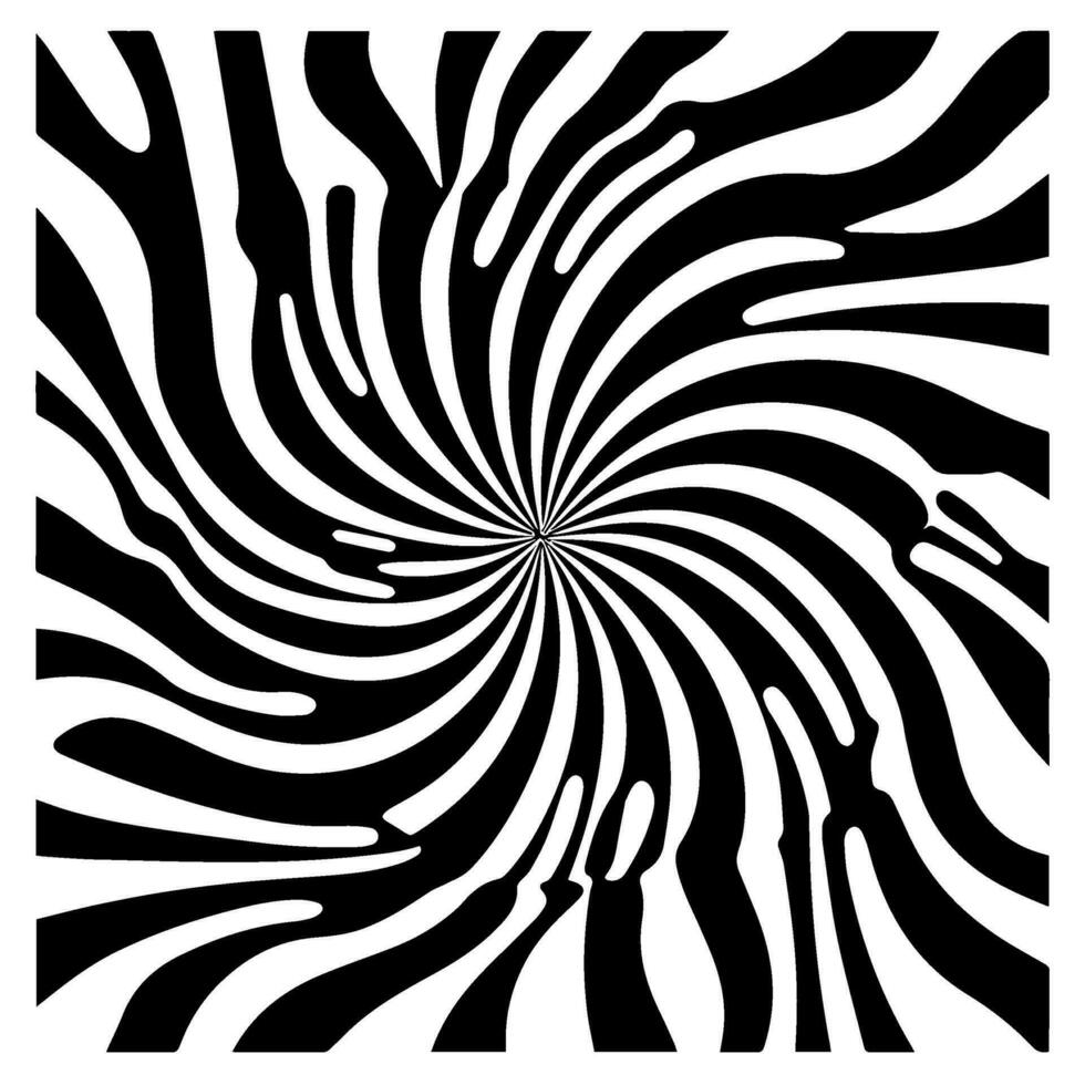 optical illusion, black and white spiral, abstract vector icon