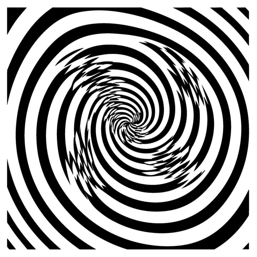 optical illusion, black and white spiral, abstract vector icon