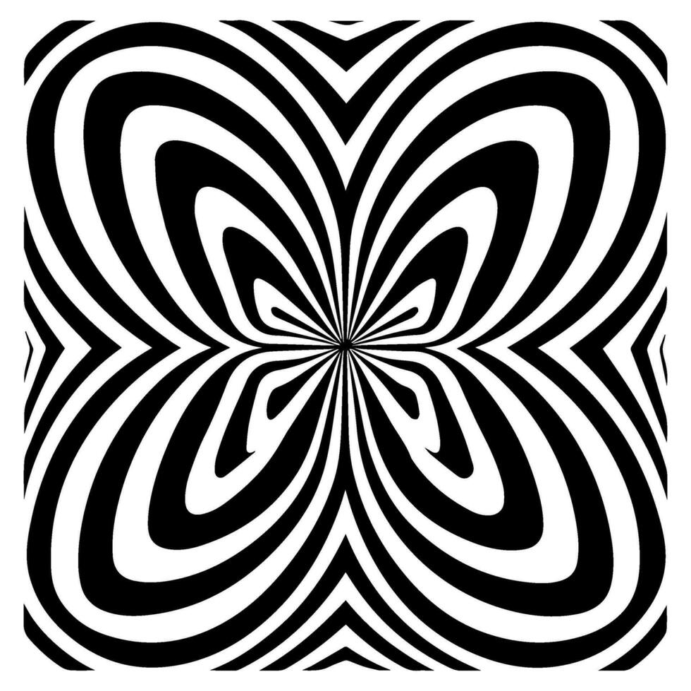 optical illusion, black and white spiral, abstract vector icon