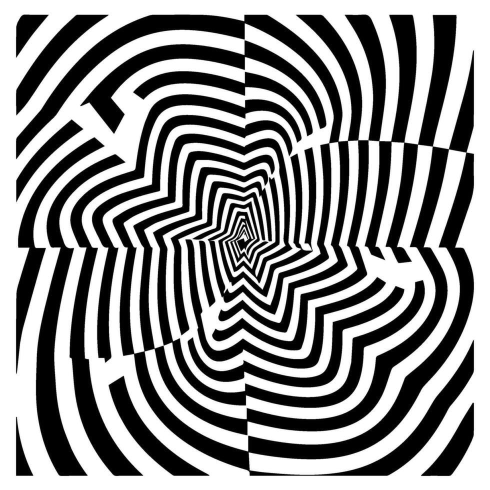 optical illusion, black and white spiral, abstract vector icon