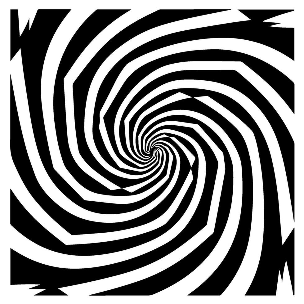 optical illusion, black and white spiral, abstract vector icon
