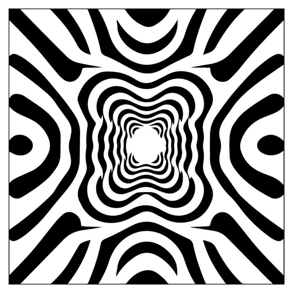 optical illusion, black and white spiral, abstract vector icon