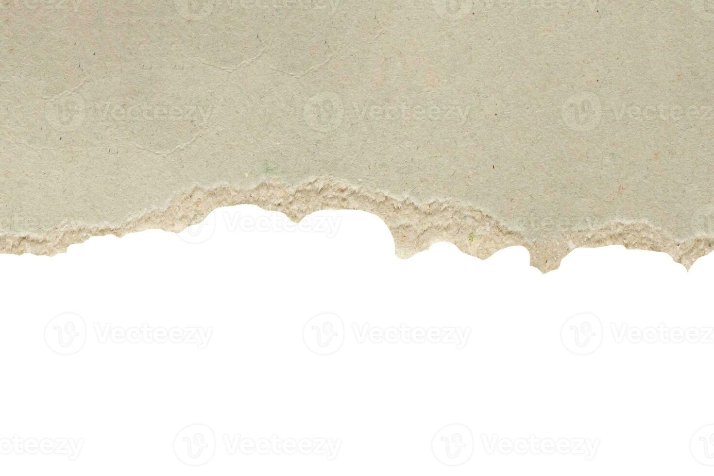 Gray ripped paper torn edges strips isolated on white background photo