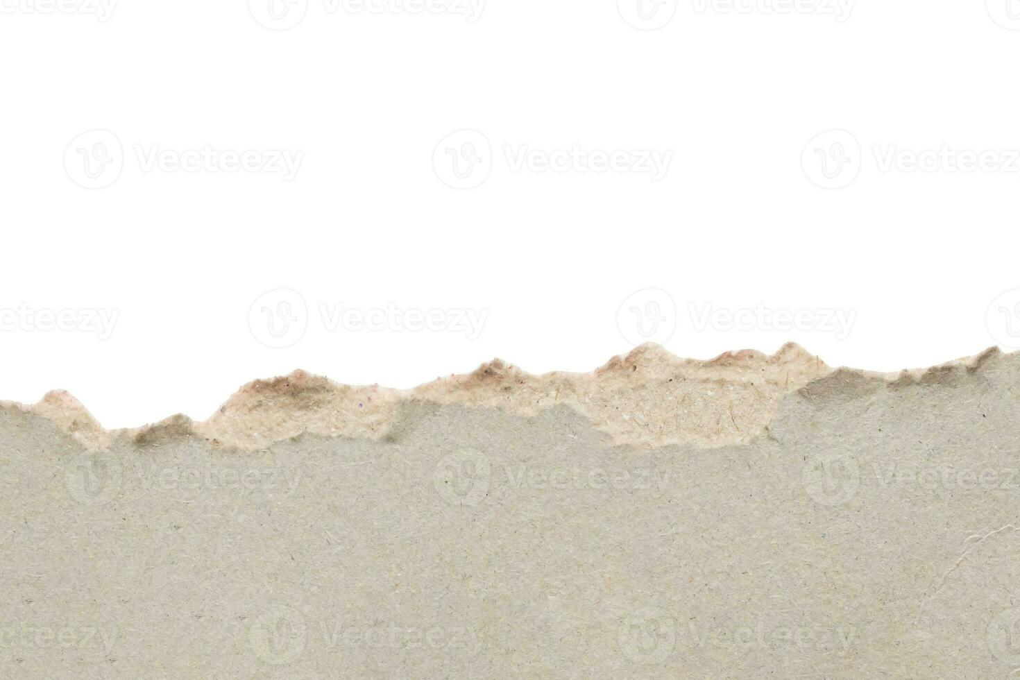Gray ripped paper torn edges strips isolated on white background photo