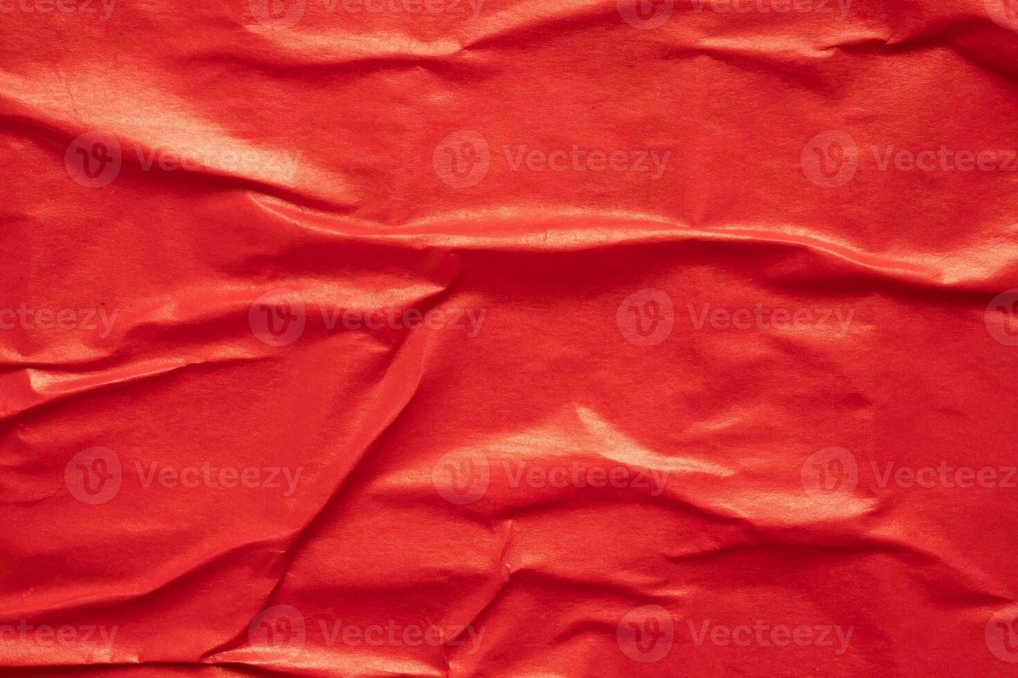 Blank red crumpled and creased paper poster texture background photo