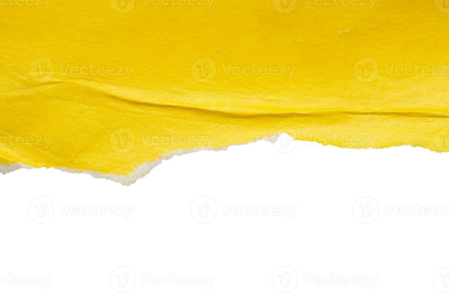 Yellow ripped paper torn edges strips isolated on white background photo