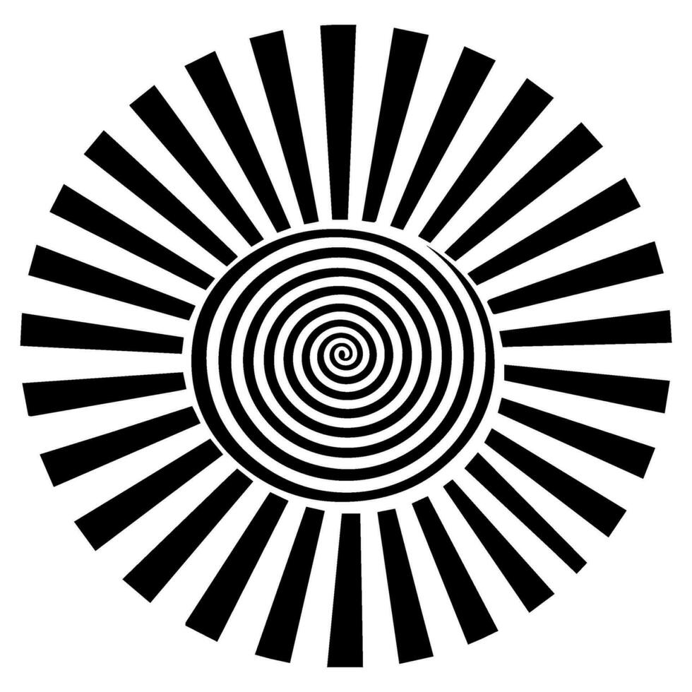 optical illusion, black and white spiral, abstract vector icon