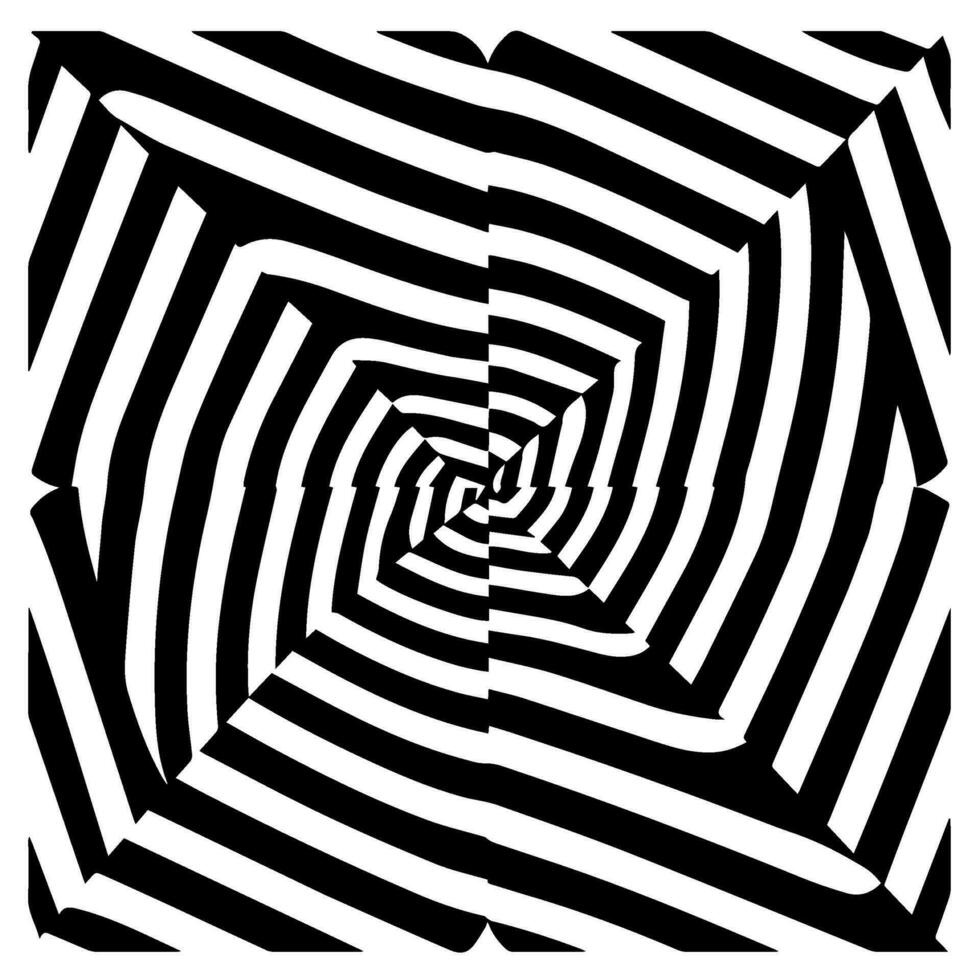 optical illusion, black and white spiral, abstract vector icon