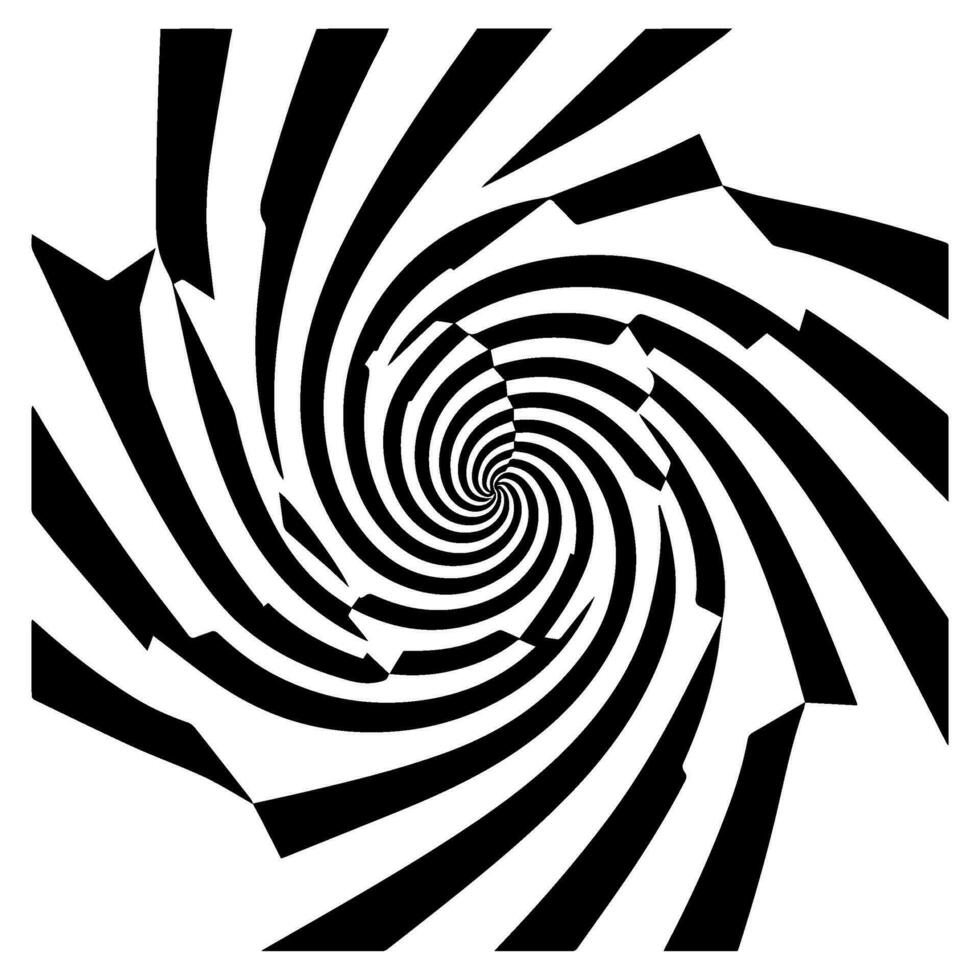 optical illusion, black and white spiral, abstract vector icon