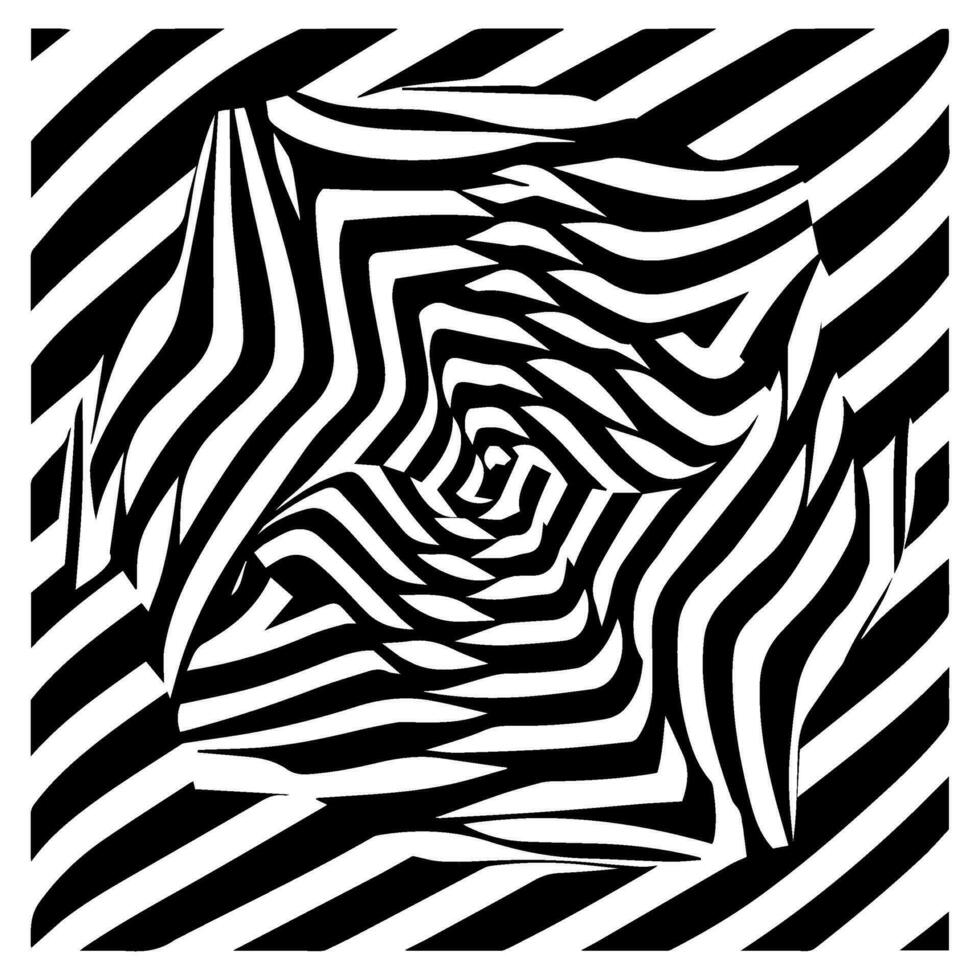 optical illusion, black and white spiral, abstract vector icon