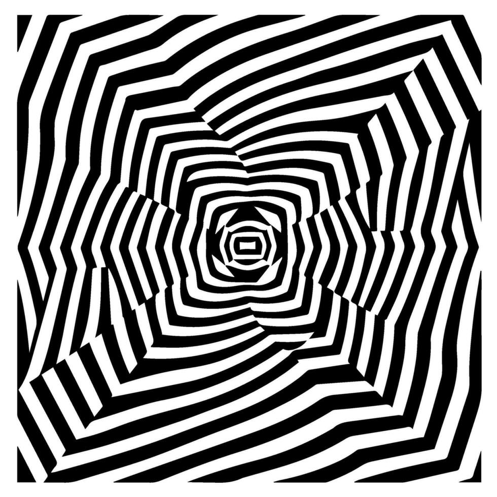 optical illusion, black and white spiral, abstract vector icon
