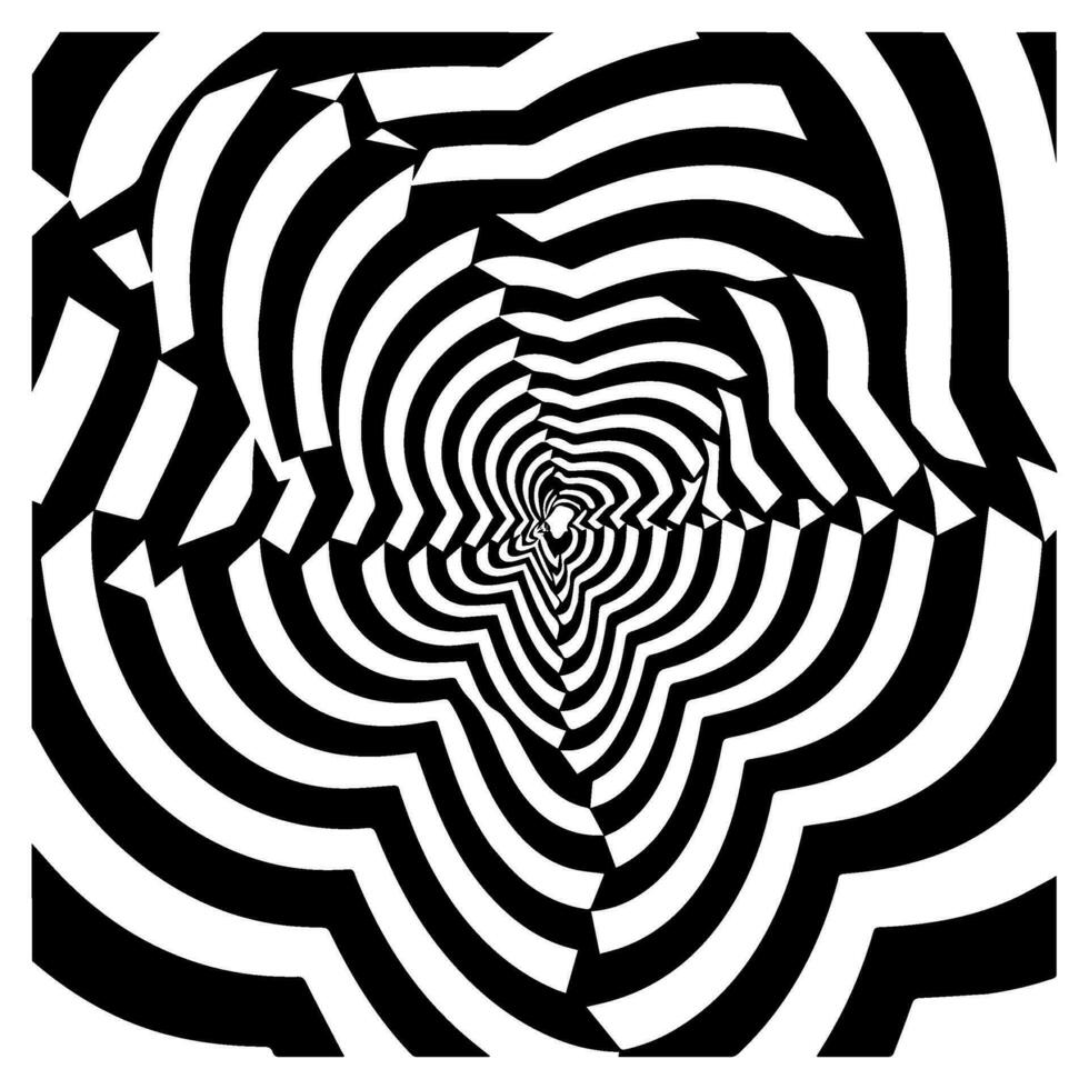 optical illusion, black and white spiral, abstract vector icon