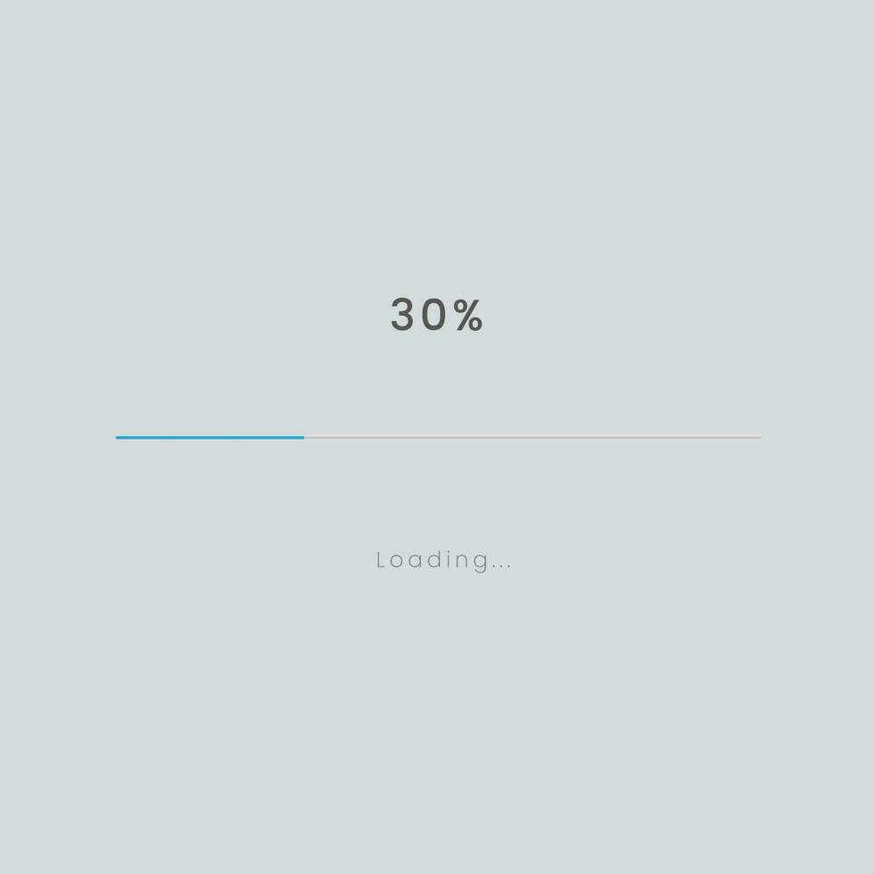 Rainbow 30 pecent loading sign vector illustration on grey background. Light blue loading bar in progress symbol, icon, banner. Used for updating and upgrade concept