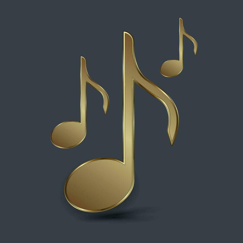 Three premium and golden music icon, symbol, element concept of entertaiment design. luxury musical icon vector, illustration vector