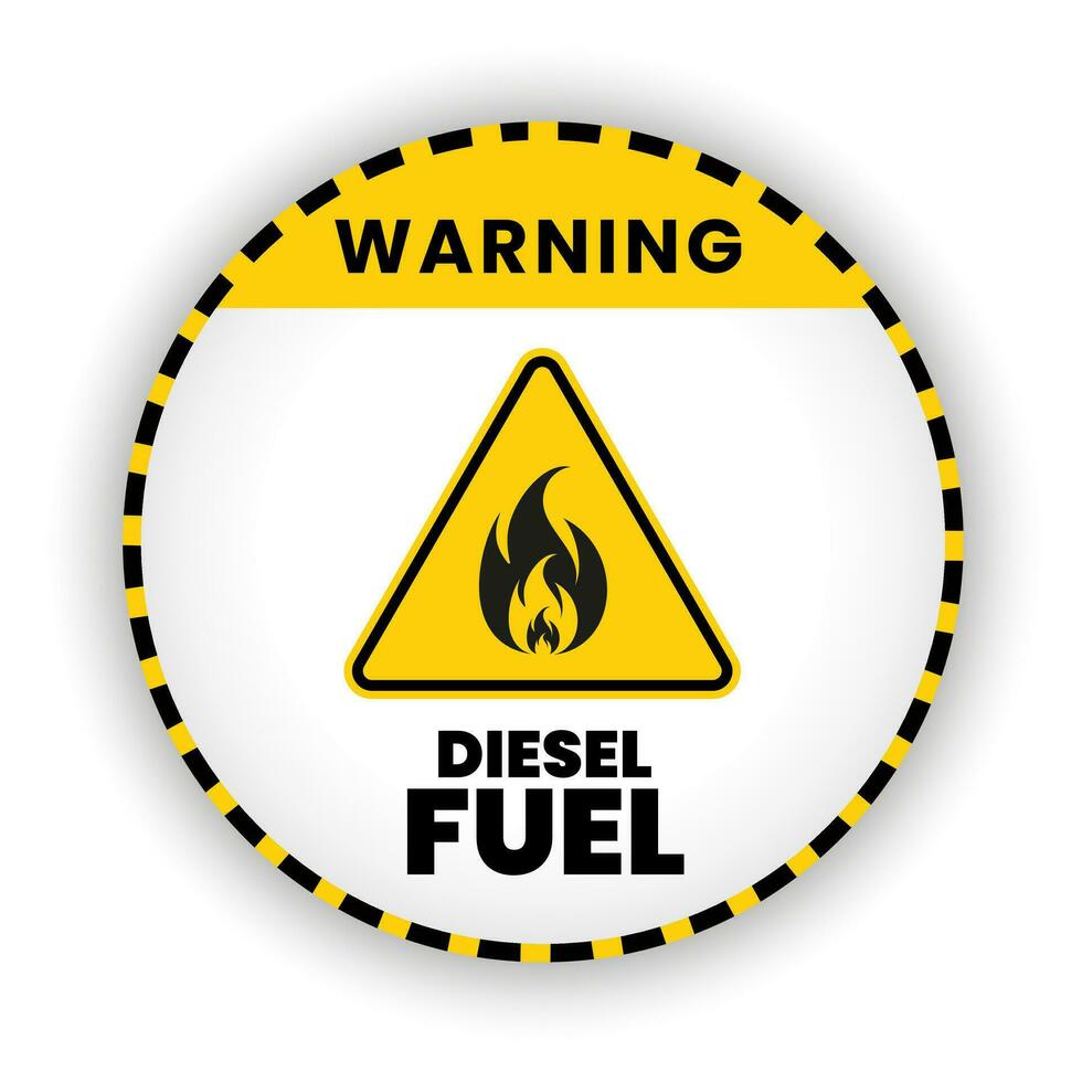 A warning sign of diesel fuel banners, sign, symbol, caution mark vector illustration design. Caution Diesel FuelVector sign. Yellow triangle mark