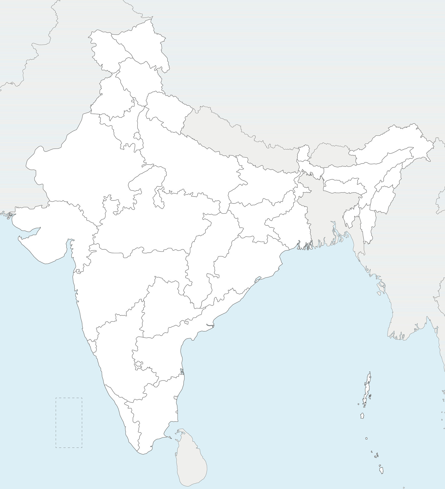 Map Of India With States And Neighbouring Countries Uiuc Spring Break