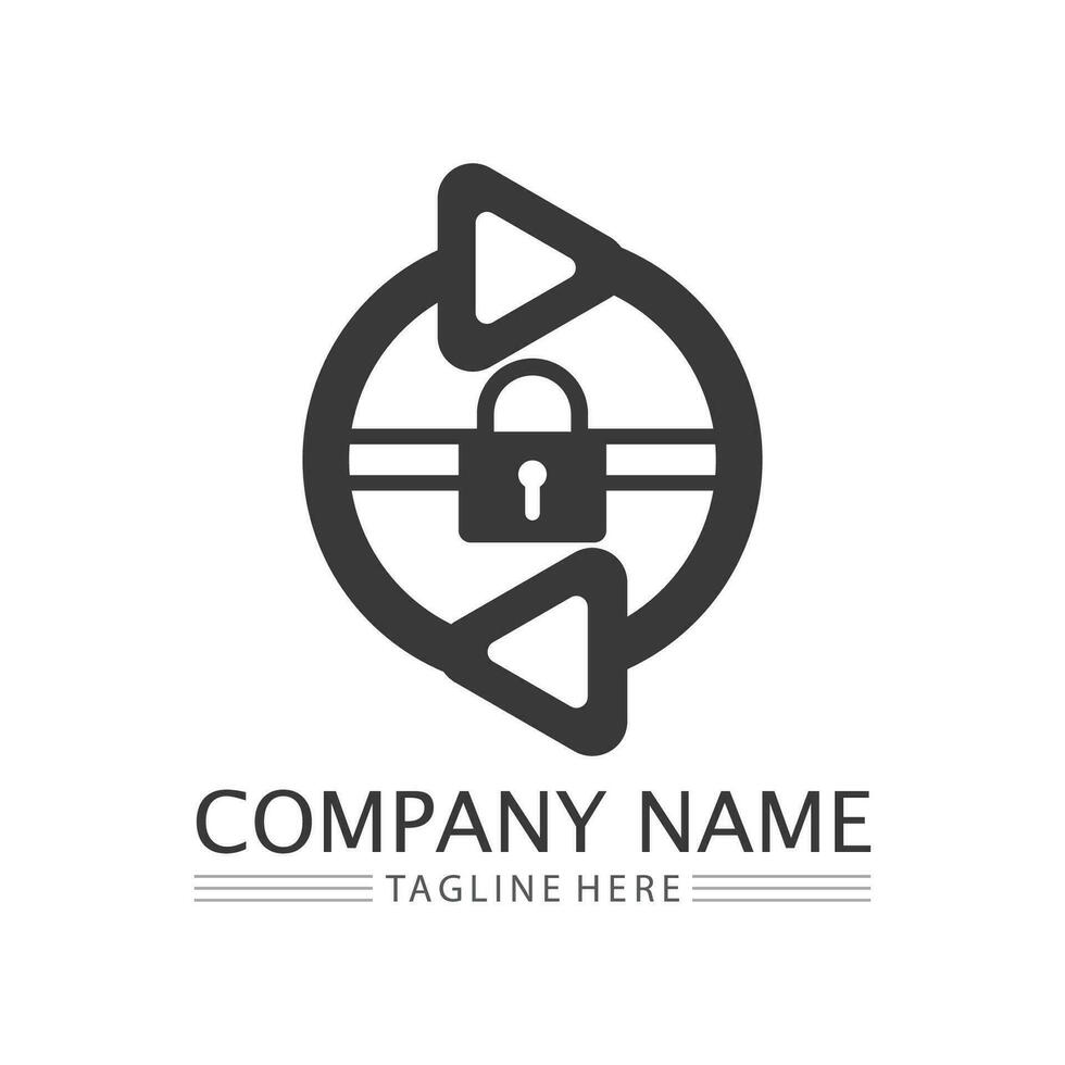 key and lock icon padlock logo and symbol vector design