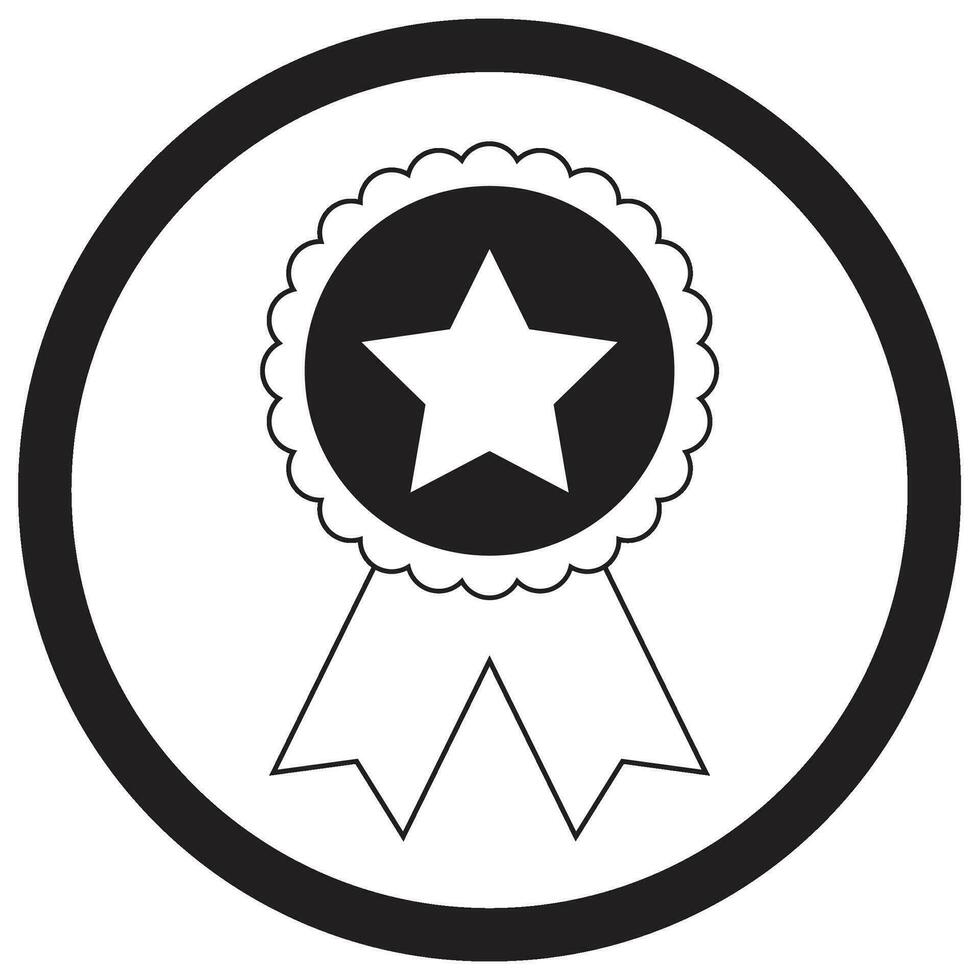 Badge star black white icon for reward vector