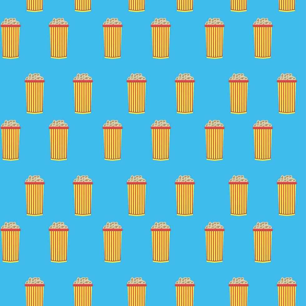 Popcorn cinema seamless pattern. Pop corn box and cinema pop corn. Vector illustration