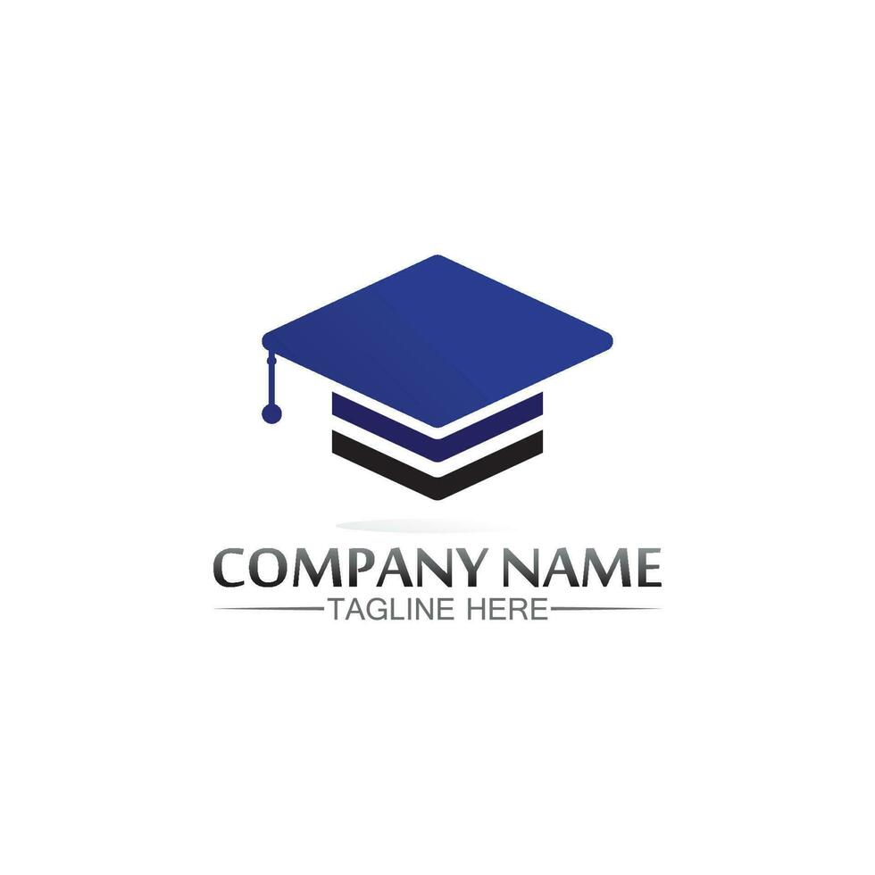 logotipo de la escuela y educación, vector, ilustración y logotipo de libro para web de estudio, bolígrafo, taller y aprendizaje vector