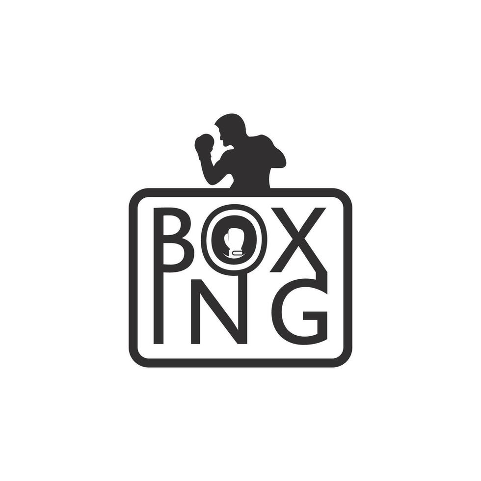 Boxing icon set and boxer design illustration symbol of fighter vector