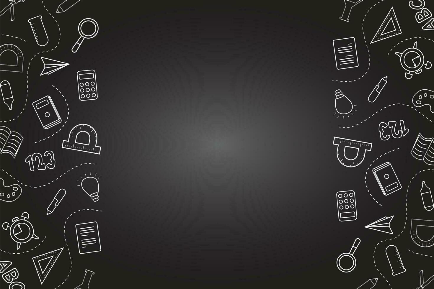 Welcome Back To School Background Design With Copy Space For Adding Text. Concept Of Education School Chalkboard With Different Stuff. vector