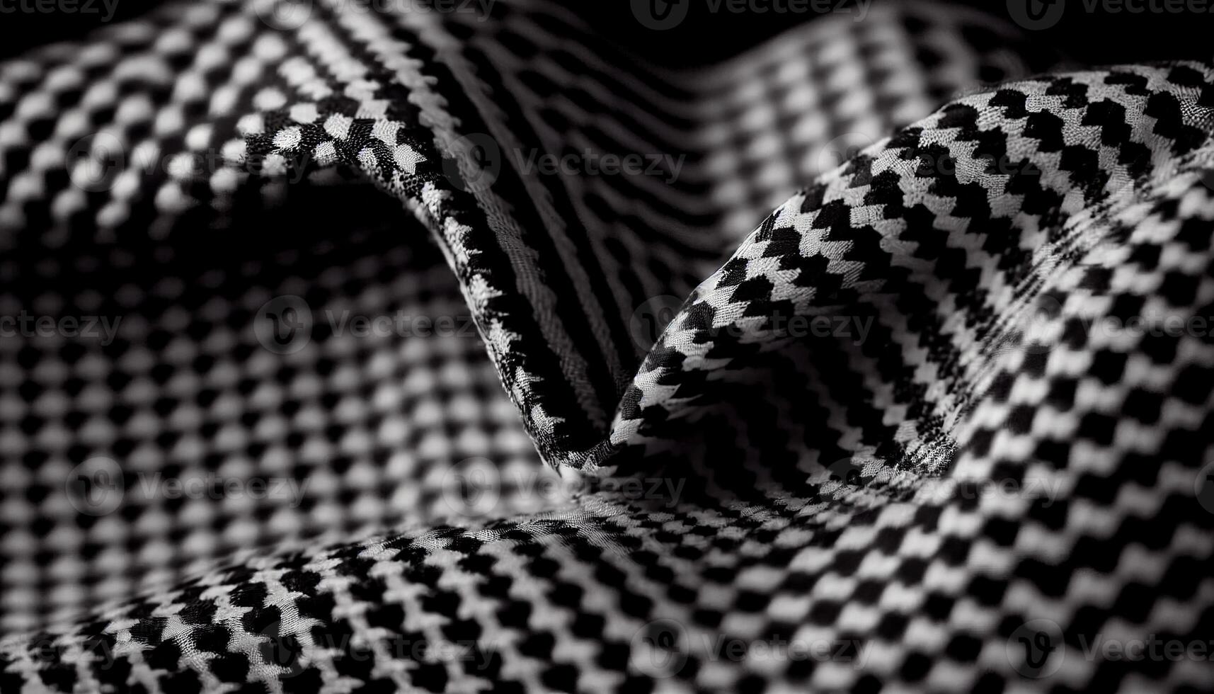 Abstract modern black and white textile design generated by AI photo