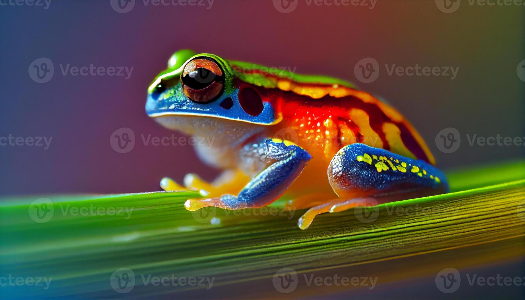 Animal eye looking away red eyed tree frog in tropical rainforest generated by AI photo