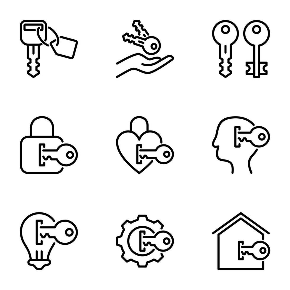 key line icons set vector