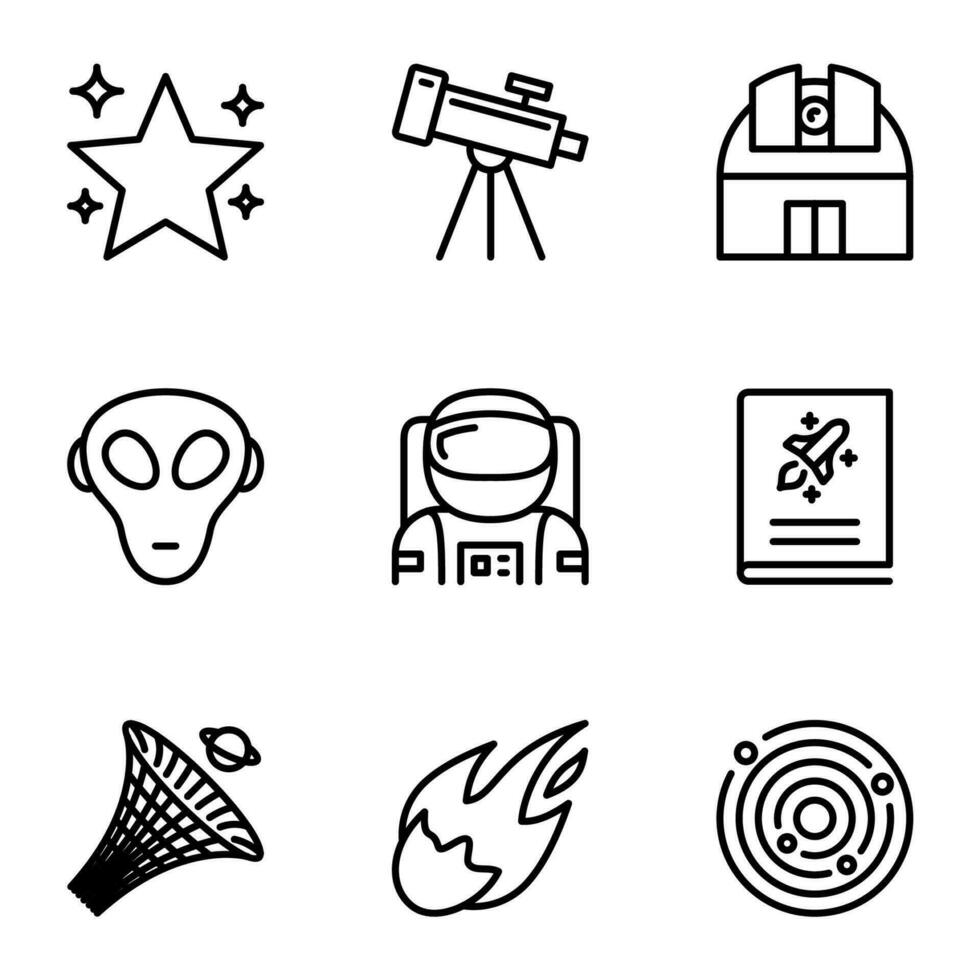 space line icons set vector