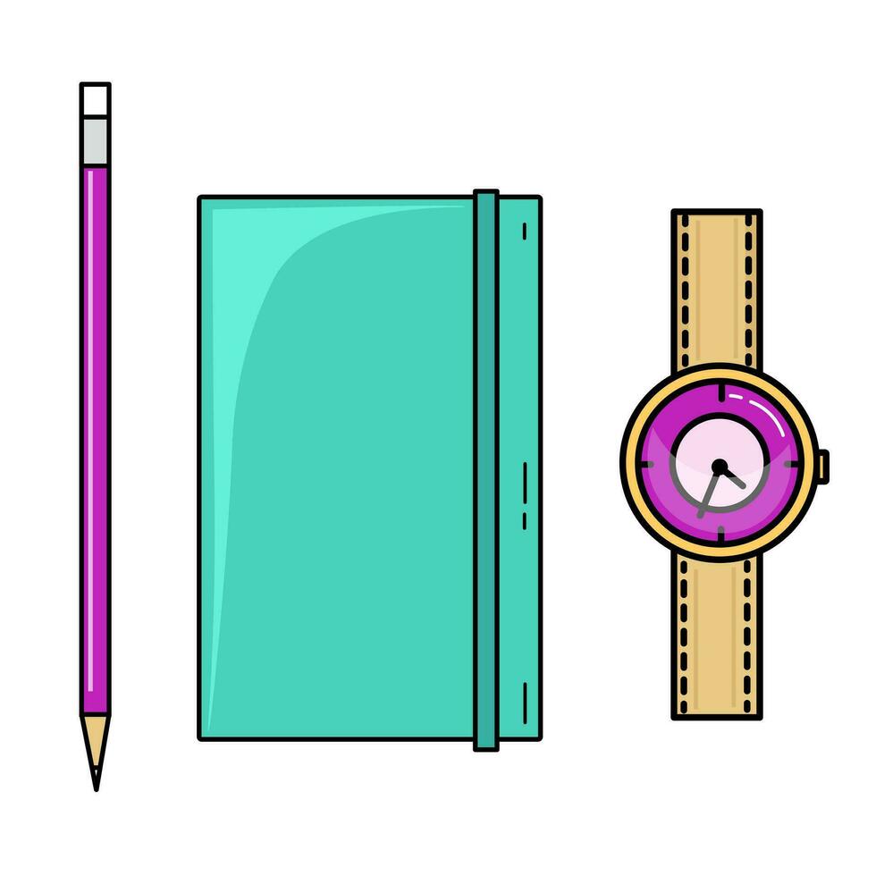 illustration of a pencil and notebook vector