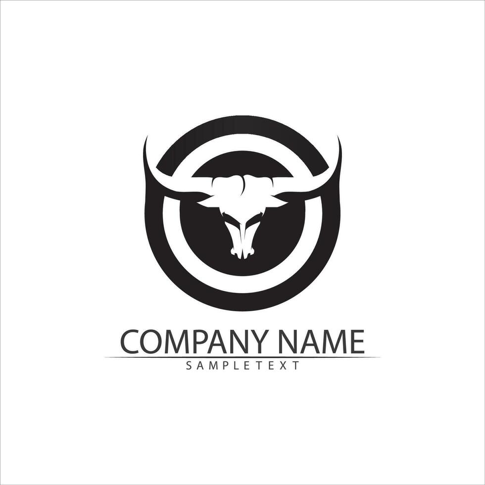 Bull horn and buffalo logo and symbols template icons app vector