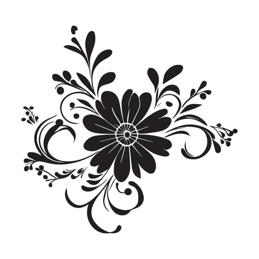 Floral Flower Icon Vector Illustration Black Color