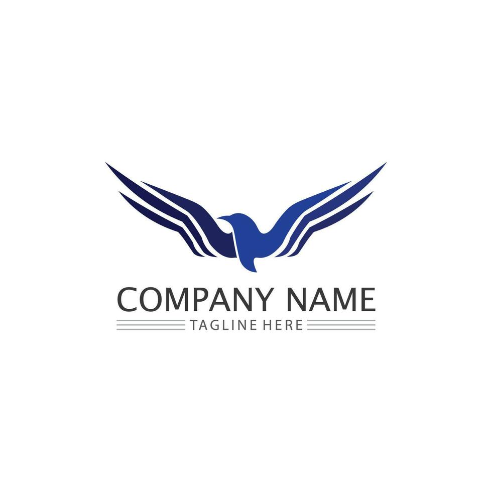 Birds and swallow dove logo design and vector animal wings and flying bird