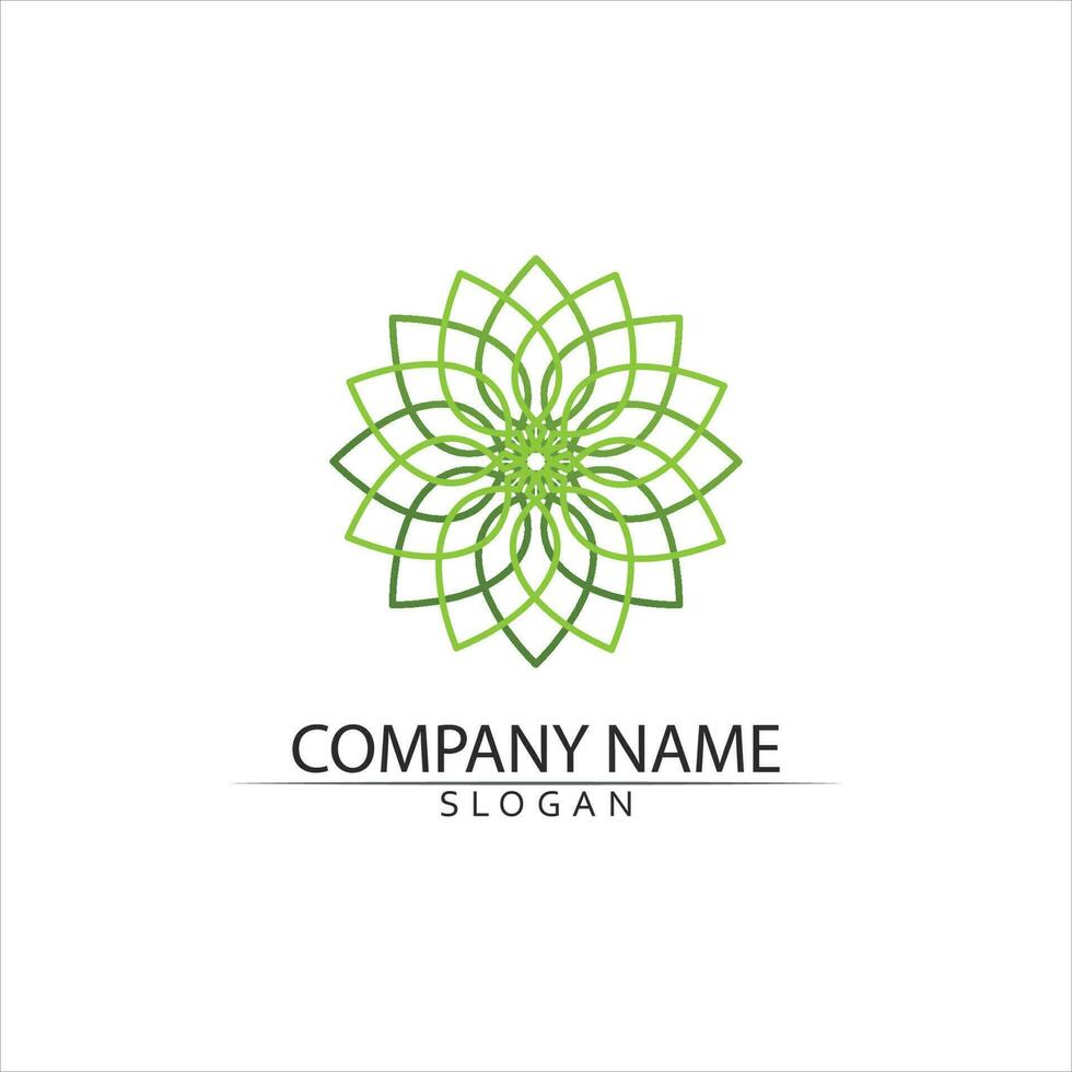 Tree leaf vector and green logo design friendly concept