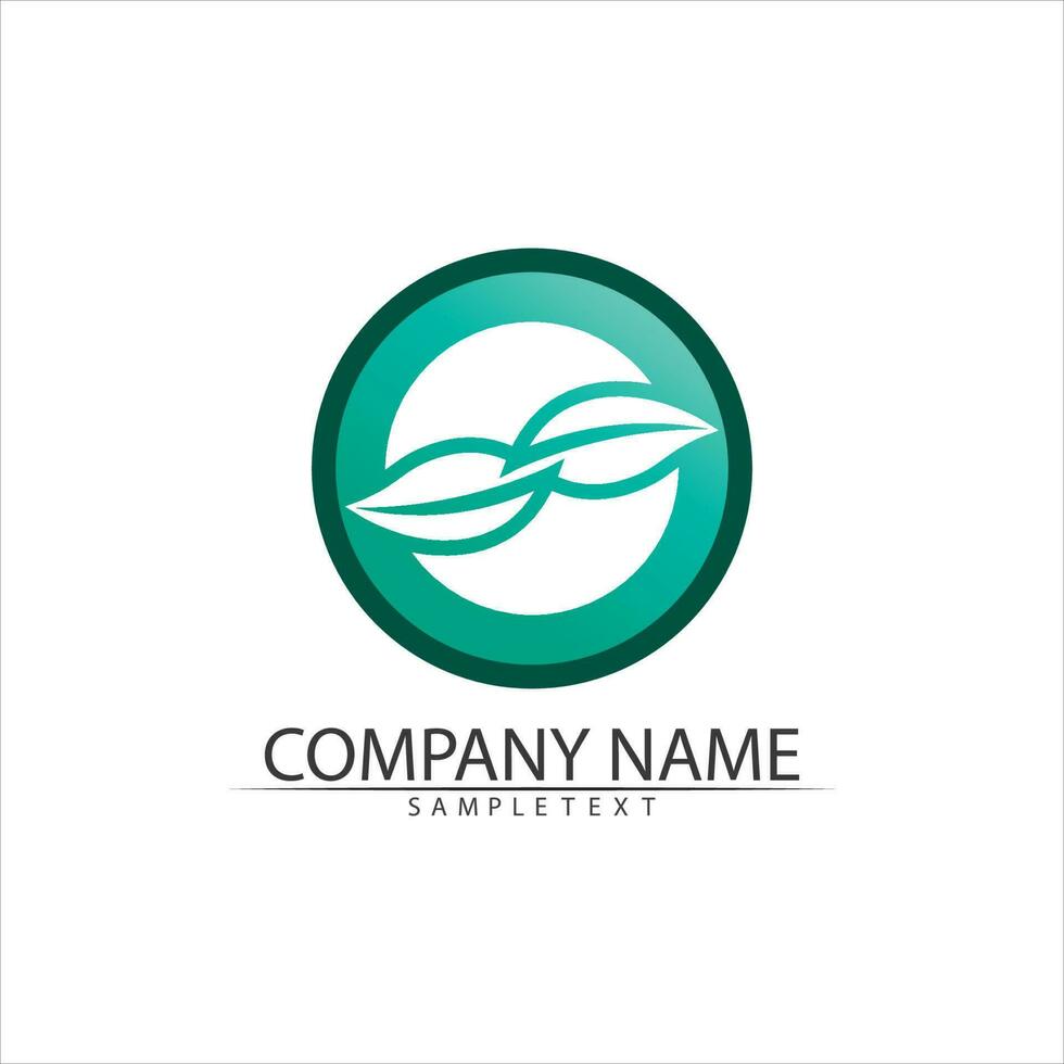 Tree leaf vector and green logo design friendly concept