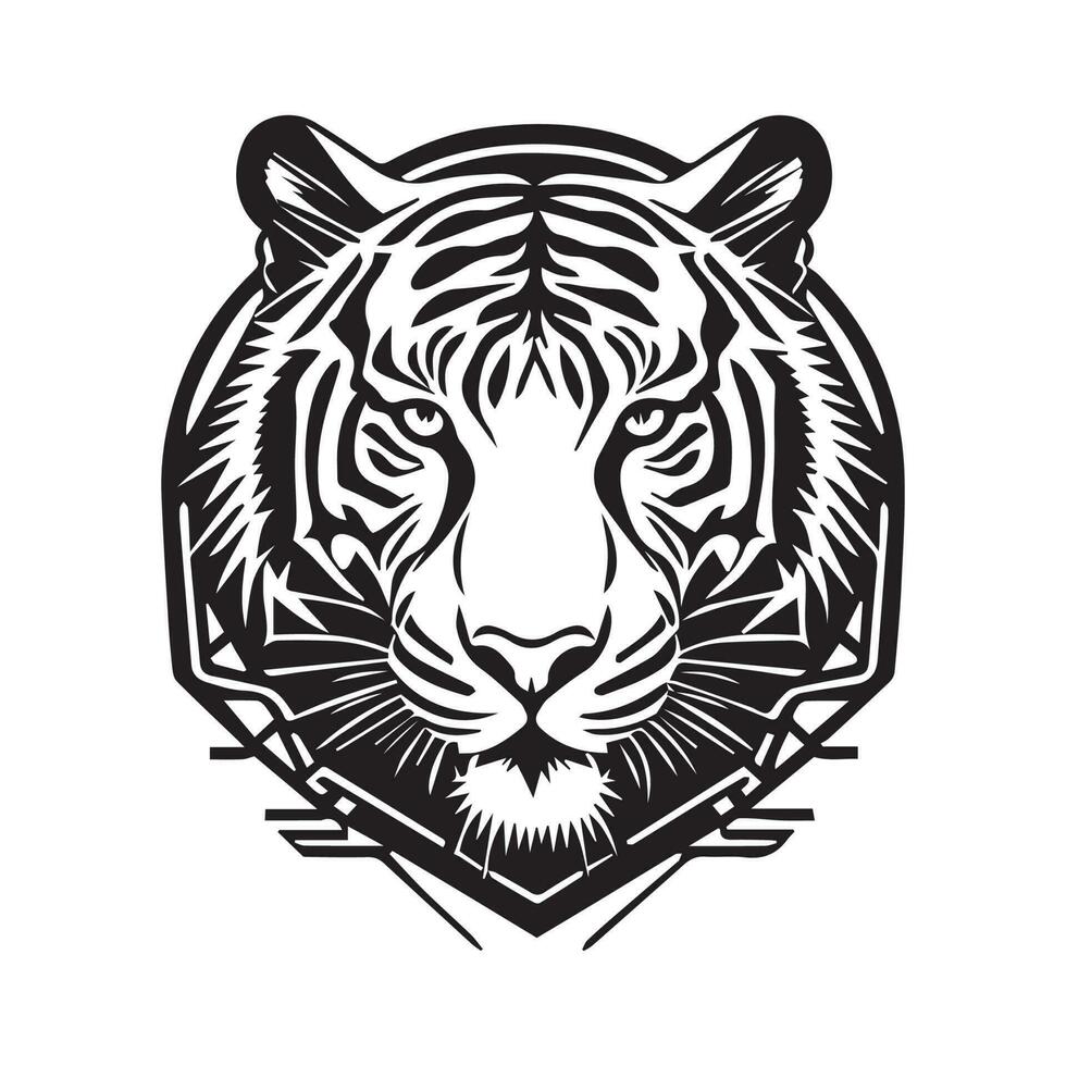 Tiger Vector Logo, Tiger Vector Clipart, Tiger Vector silhouette black and  white.