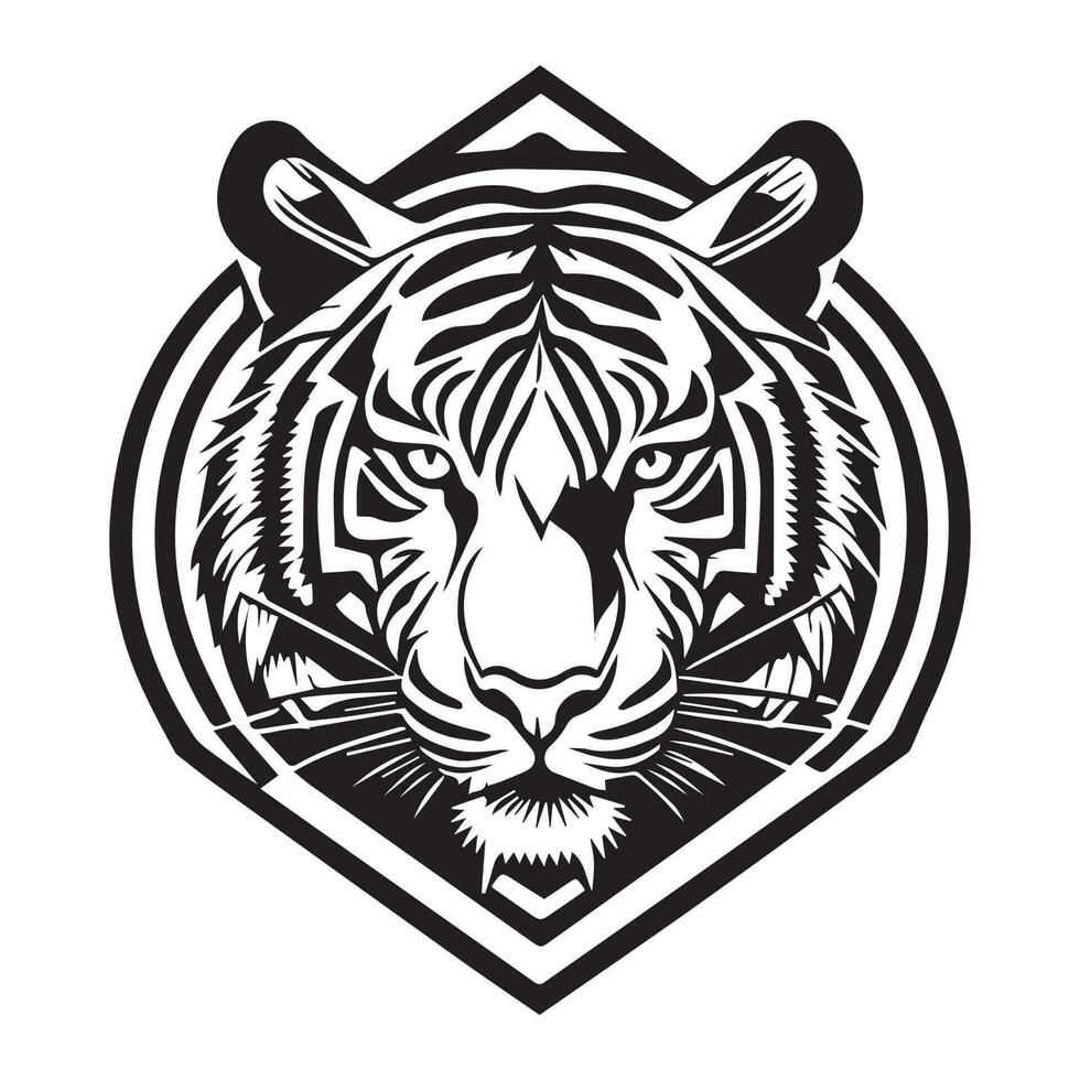 Tigre vector logo, Tigre vector clipart, Tigre vector silueta negro y blanco.