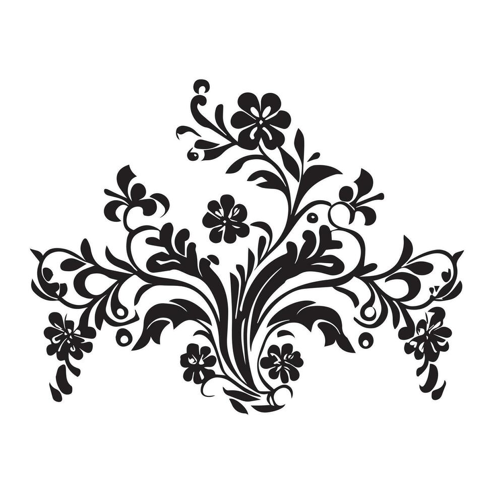 Floral Pattern Line art Illustration Black color, Floral Silhouette Line Art vector