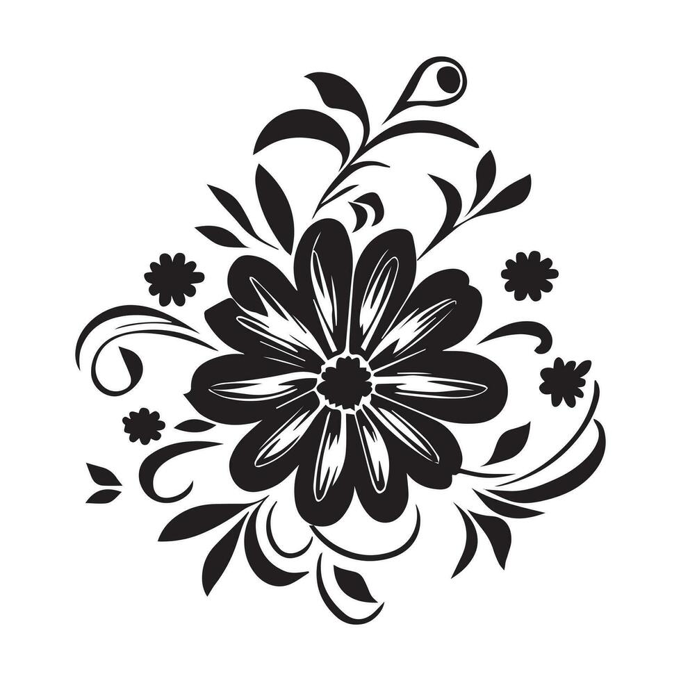 Floral Flower Vector Design Black Color Illustration 24741497 Vector ...