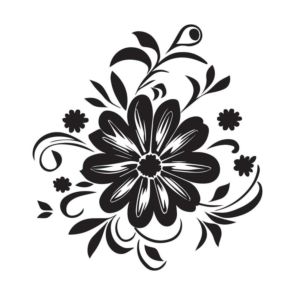 floral flor vector diseño negro color ilustración