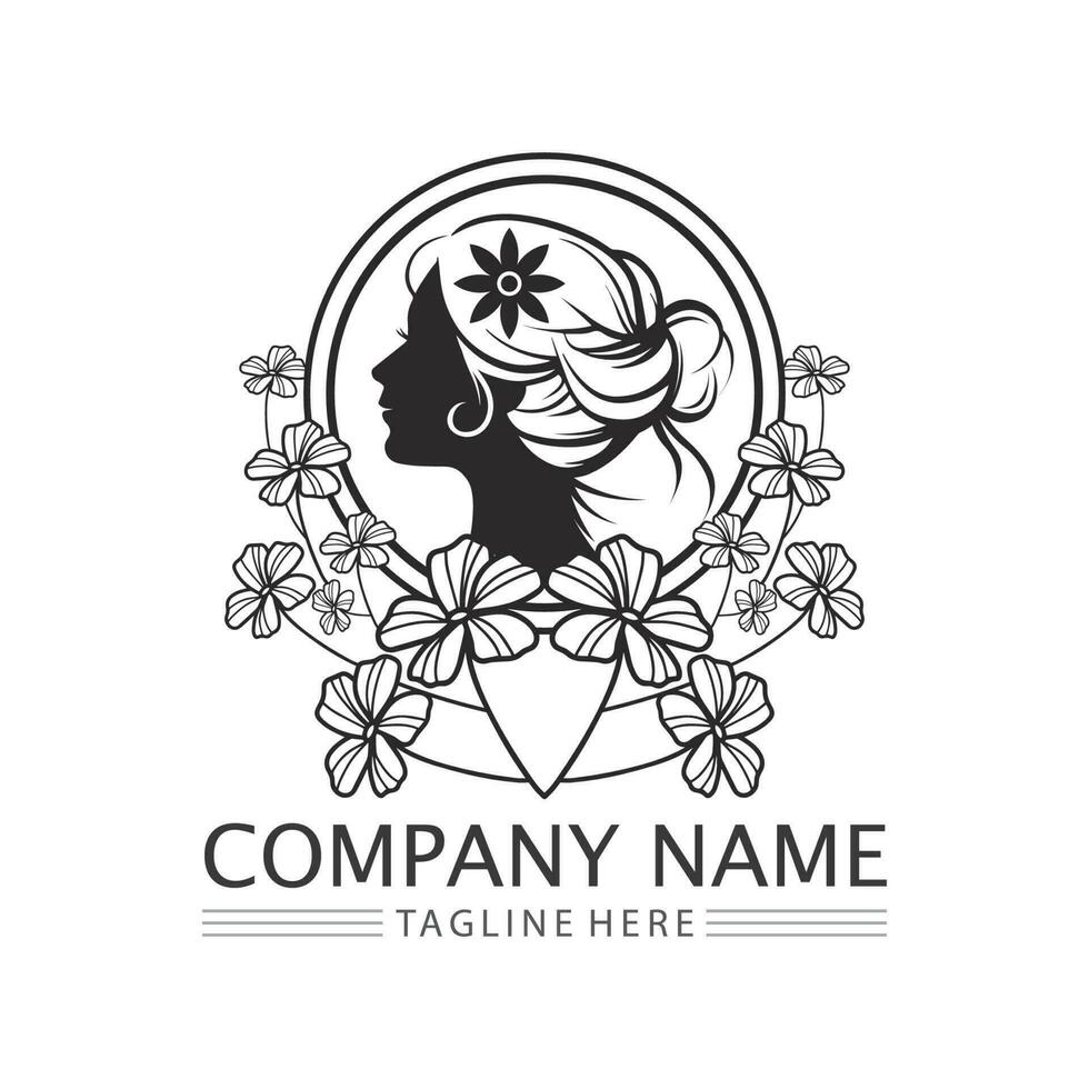 Beauty salon logo vector icon design template-vector