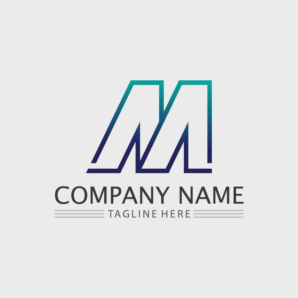 M letter an M font logo design vector identity icon sign