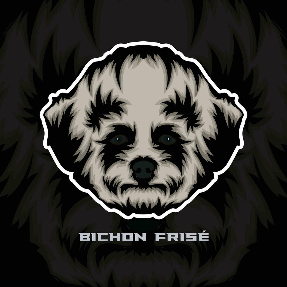 bichón frise perro cara vector valores ilustración, perro mascota logo, perro cara logo vector