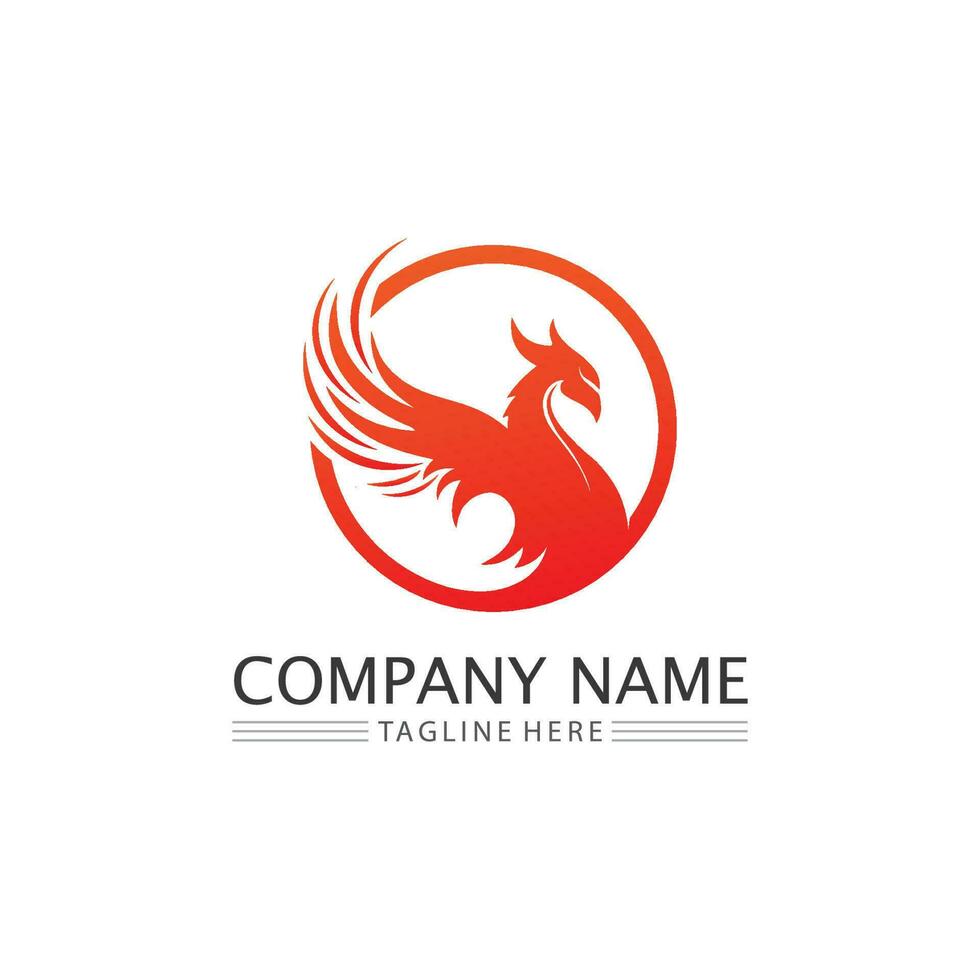 phoenix bird symbol and logo design vector illustration