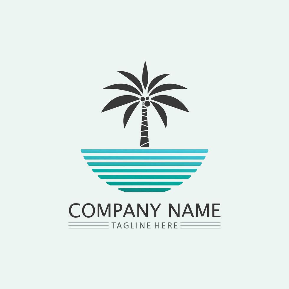 Palm tree summer logo template vector