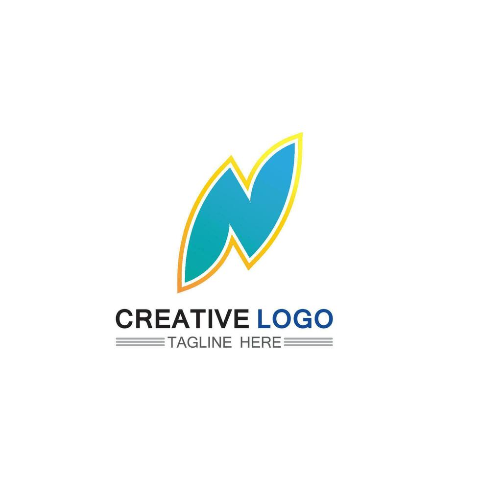 N logo font company logo business and letter initial N design vector and letter for logo