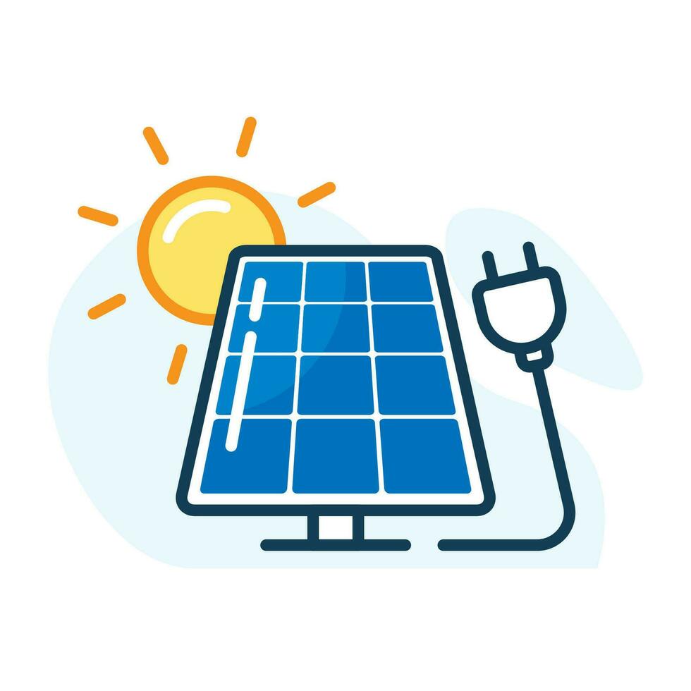 Sun or Solar Panel Energy concept illustration flat design with line. Editable vector eps10 for landing page ui, infographic or icon