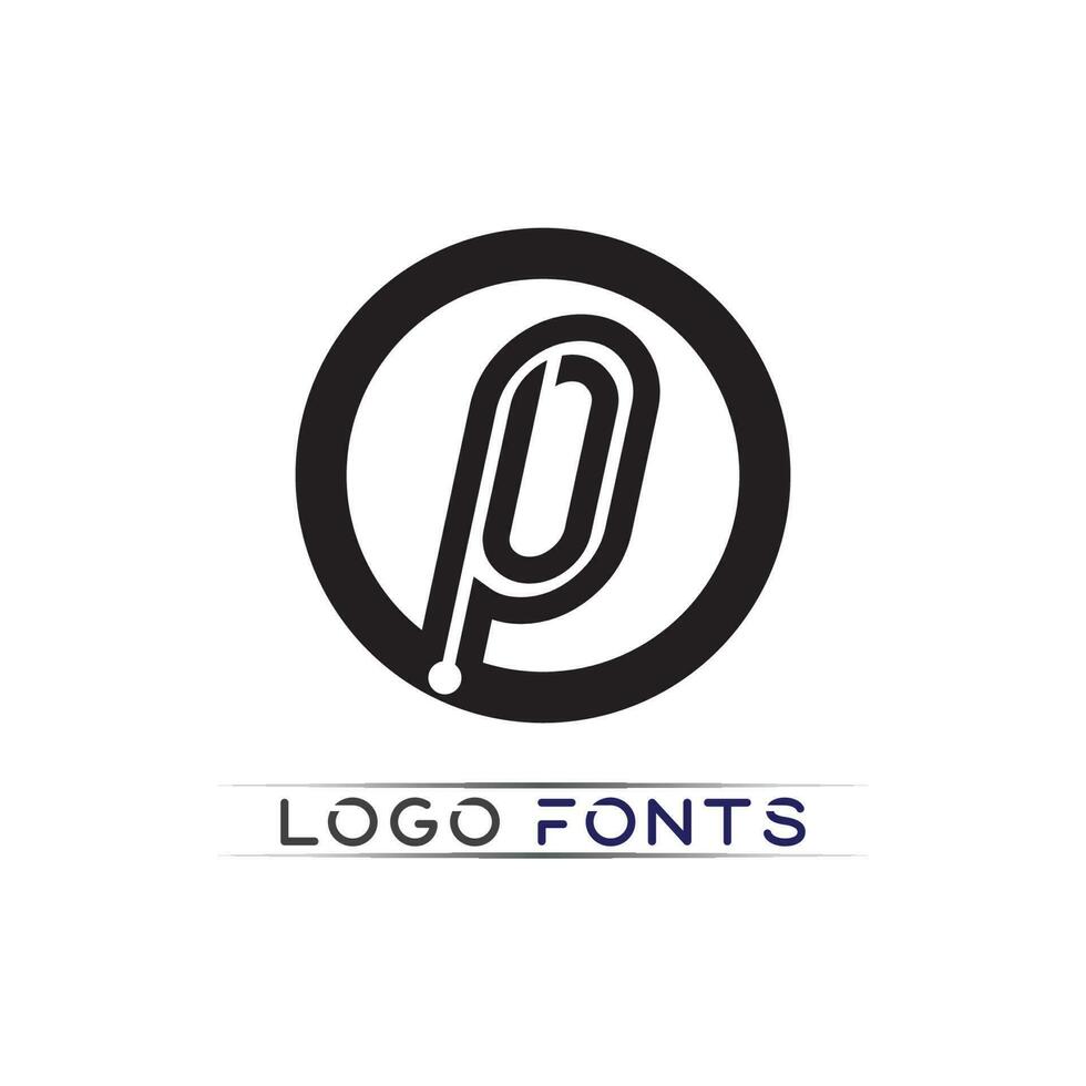 p letra y fuente logo p diseño vector empresa identidad empresarial