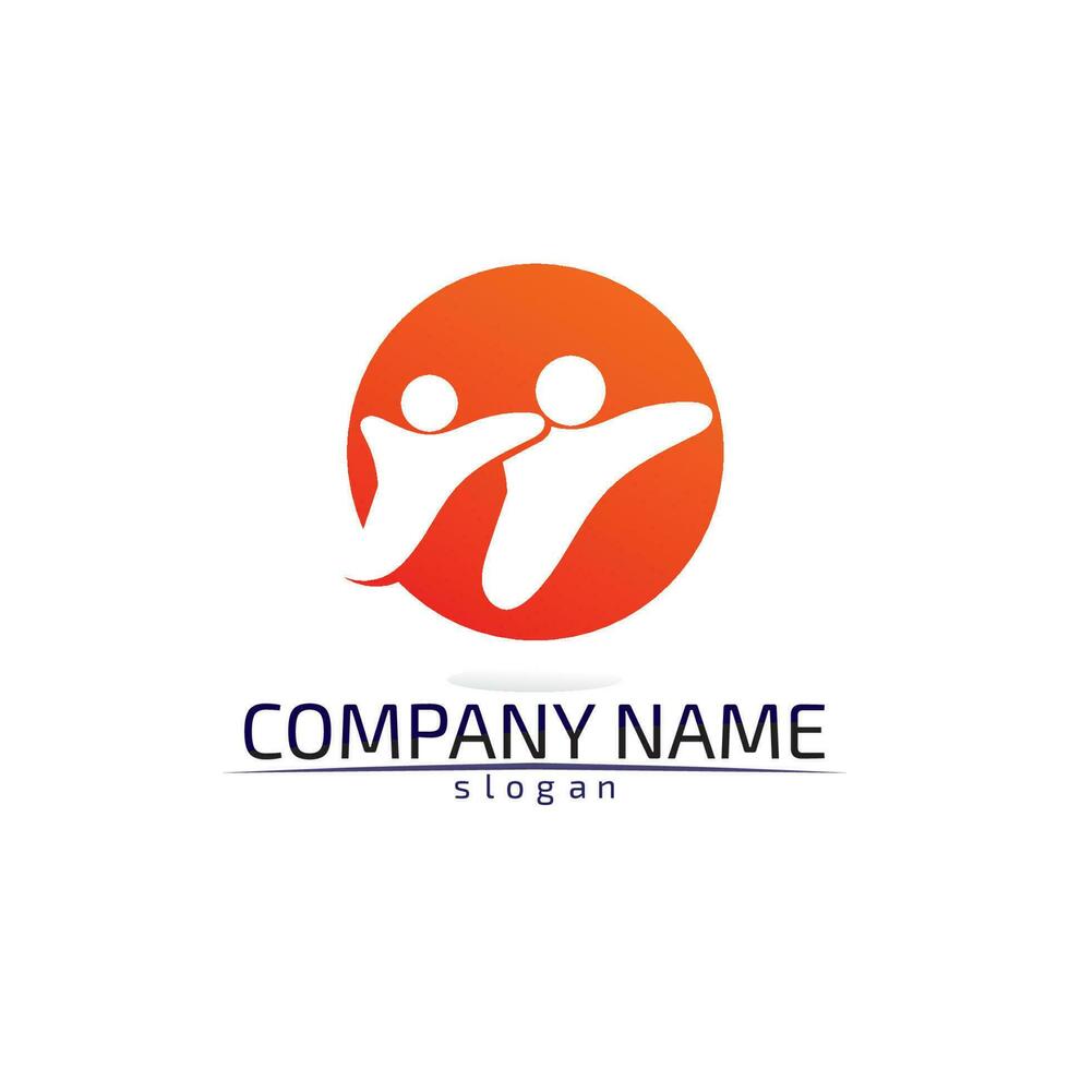 Community Care Logo People Icons In Circle Vector Concept